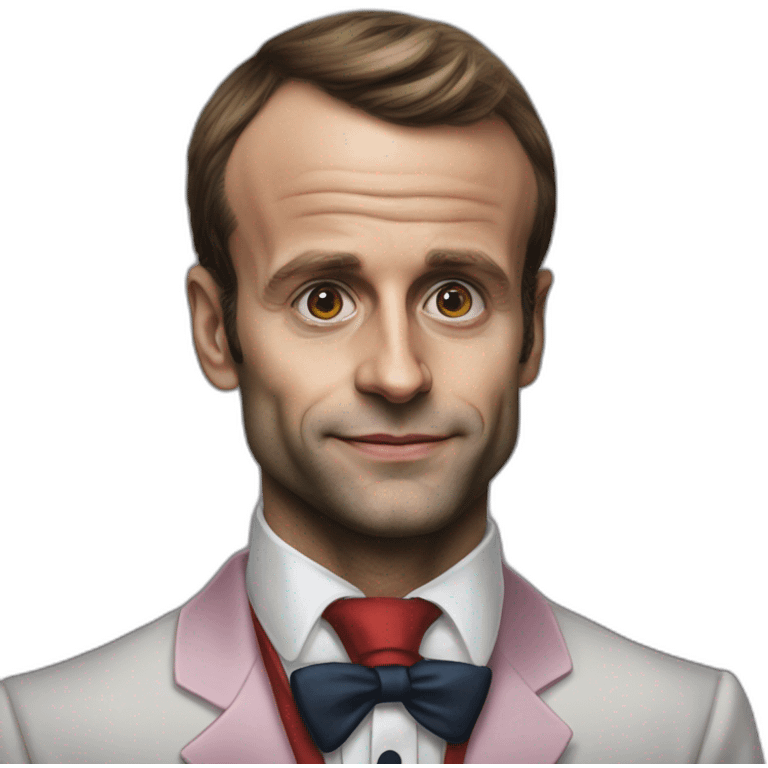 Macron as buggy d clown hyper realistic emoji