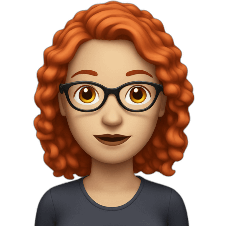 white woman with mid red hair and red glasses emoji