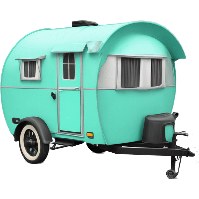 Realistic tiffany blue vintage round gypsy caravan wagon camper emoji