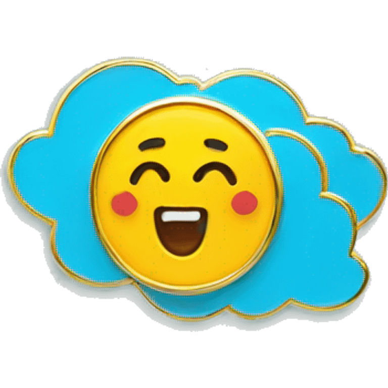 Colorful gold enamel pin sky blue background emoji