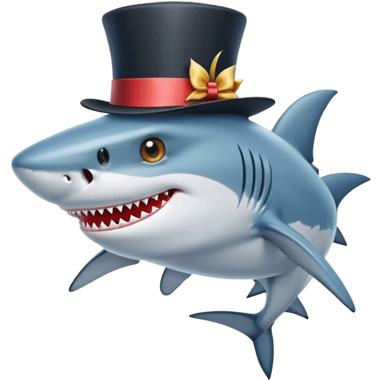 Shark with a top hatt emoji