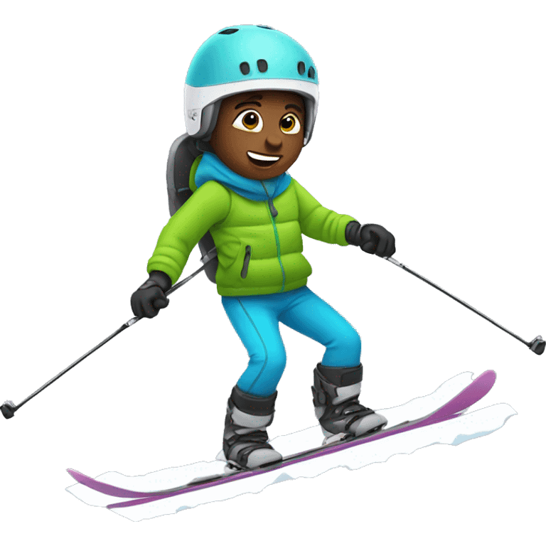 kid skiing with broken arm emoji