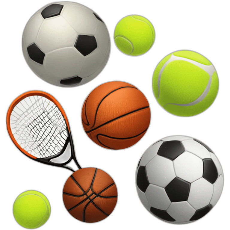 basket ball, tennis ball, basell ball, football ball and soccer ball emoji