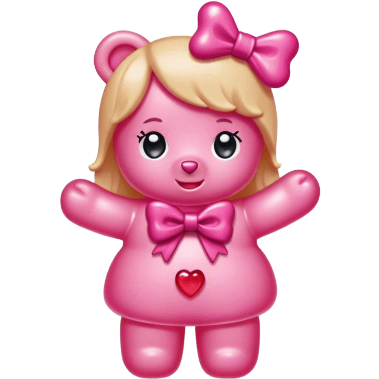 pink girl gummy bear with bow emoji