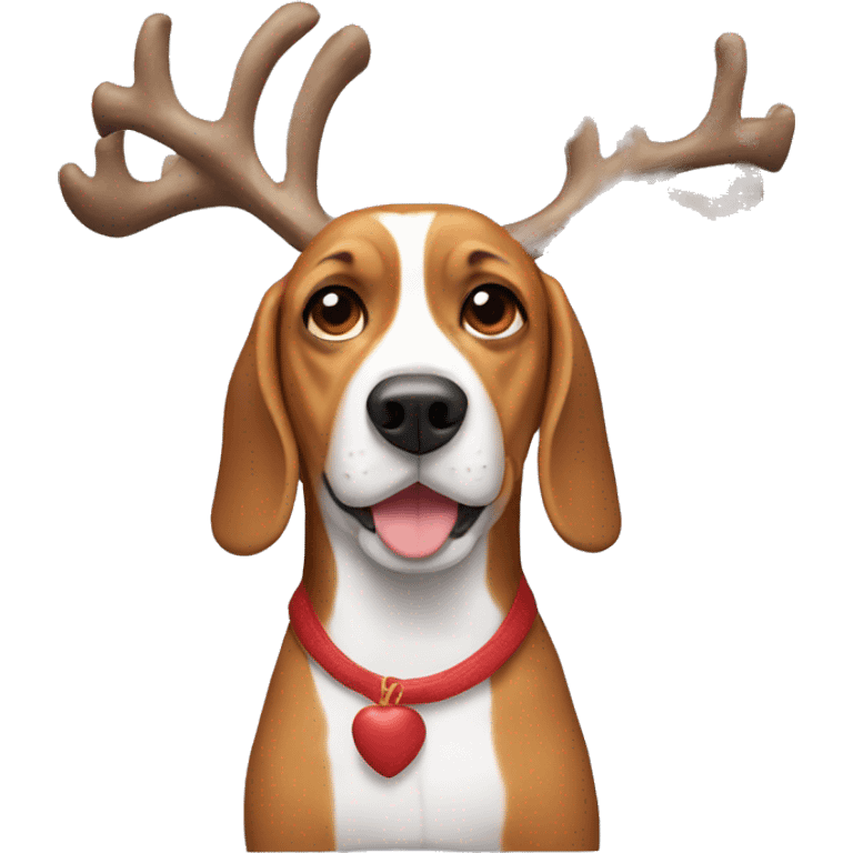 beagle with reindeer antlers emoji