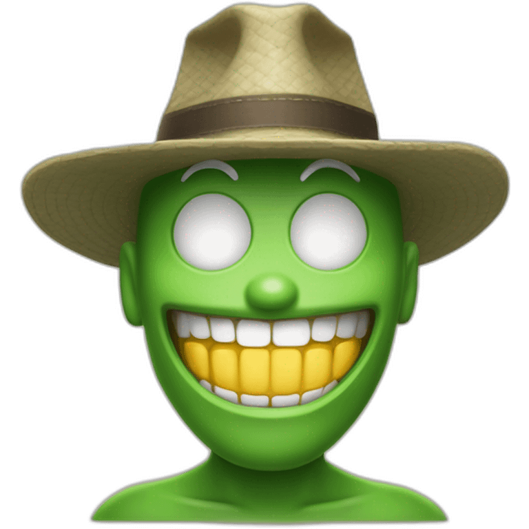 Um monstrinho verde com dentes afiados e chapeu de cozinheiro emoji