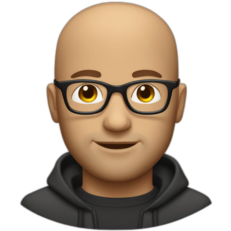 bald handsome man with stubble and round glasses emoji