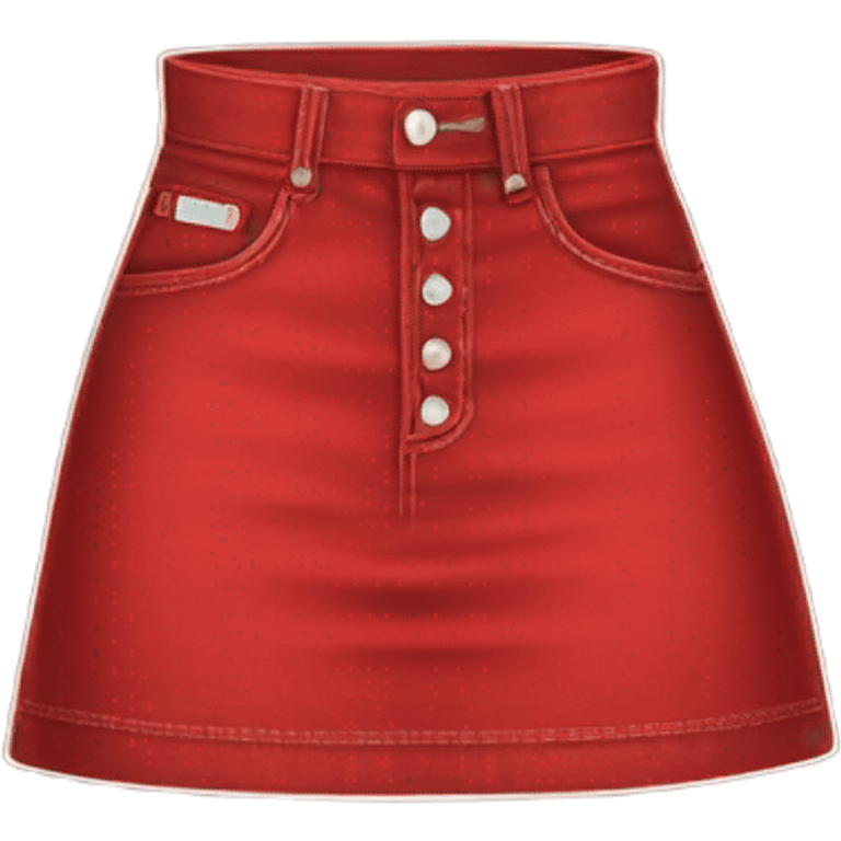 Realistic A-line high waisted red denim mini skirt, isolated emoji