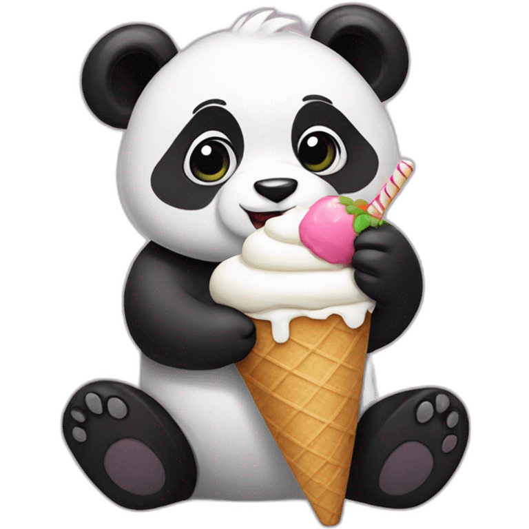 Panda eating ice cream emoji