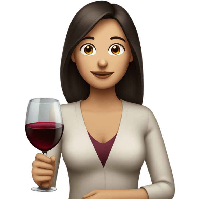 Brunette woman holding glass of red wine in each hand emoji