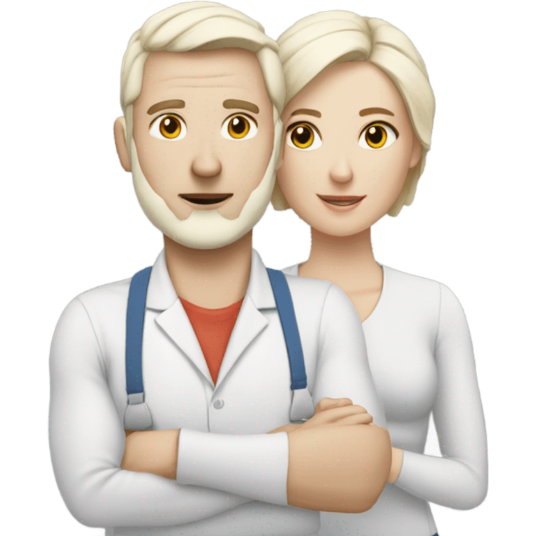 Training husband with white skin and wife with white skin emoji