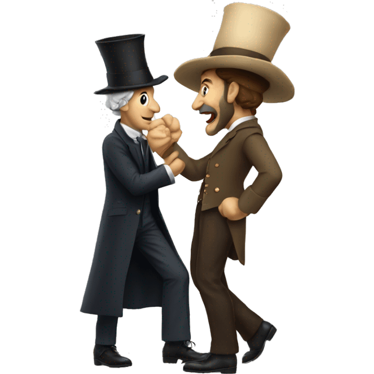 French man with a very tall hat slapping a man emoji