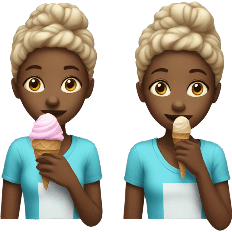 Black girl eating ice cream emoji