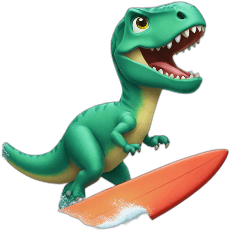 Dinosaure qui fait du surf emoji