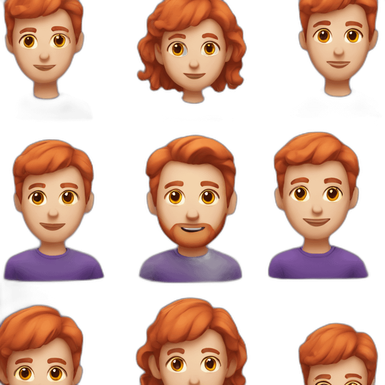 Red hair with purple shirt guy emoji