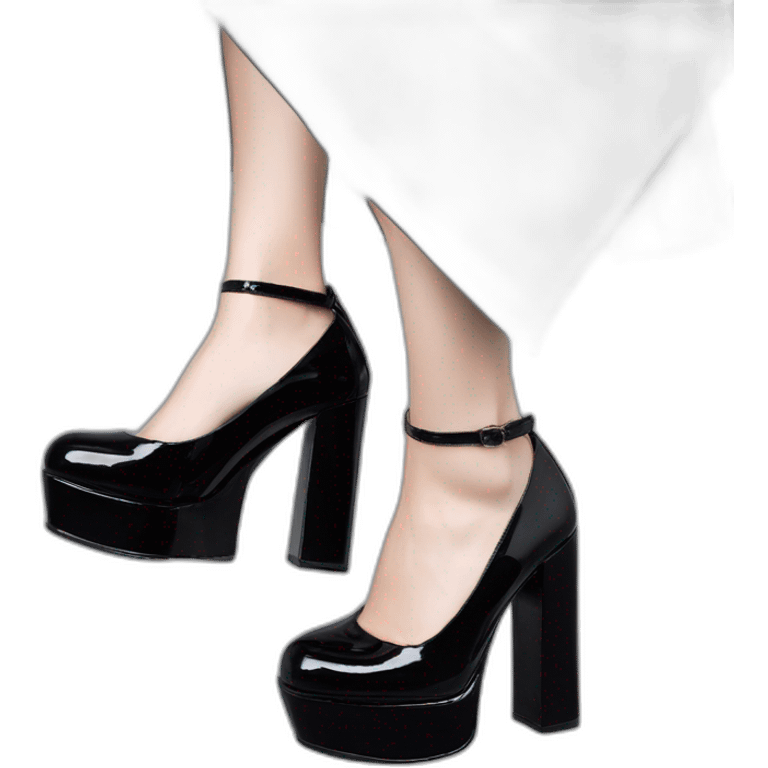 One view back Black Patent Leather Daffodile Platform Heels emoji