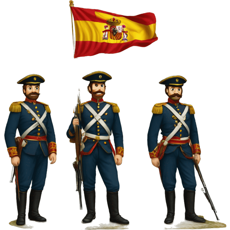 3 Militars with spanish flag im 1869 emoji