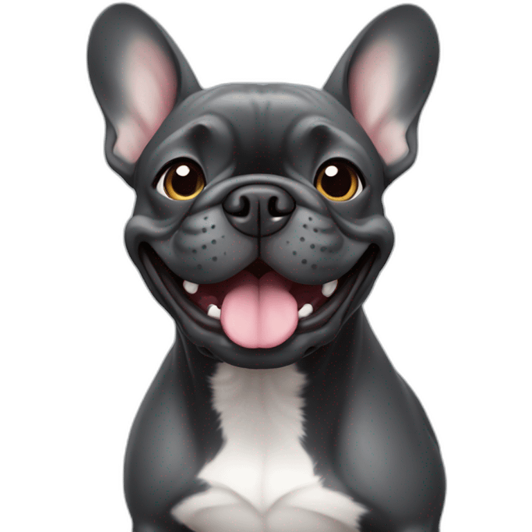 smiling dark grey french bulldog emoji