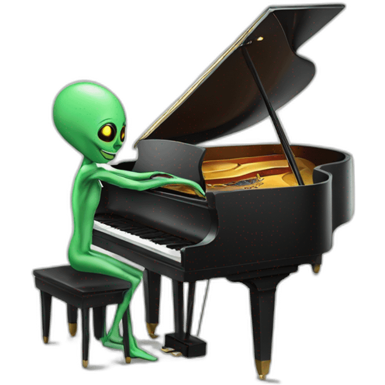 An Alien play cello on a piano emoji