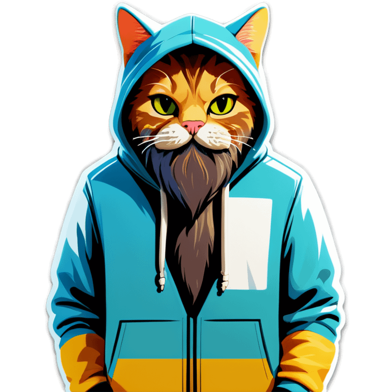 Cat with beard and hoodie emoji