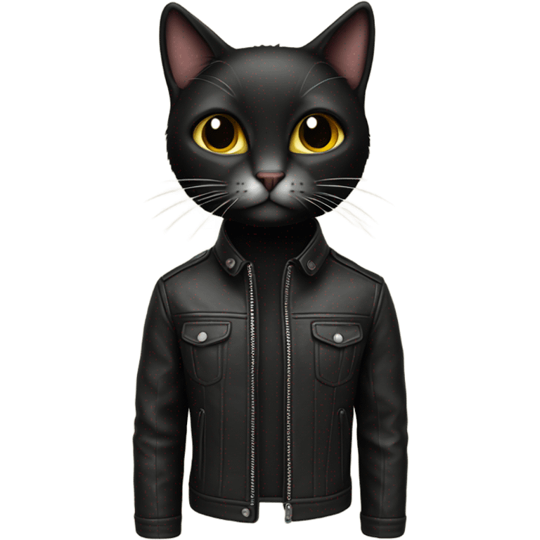 black tall and skinny cat leather jacket emoji