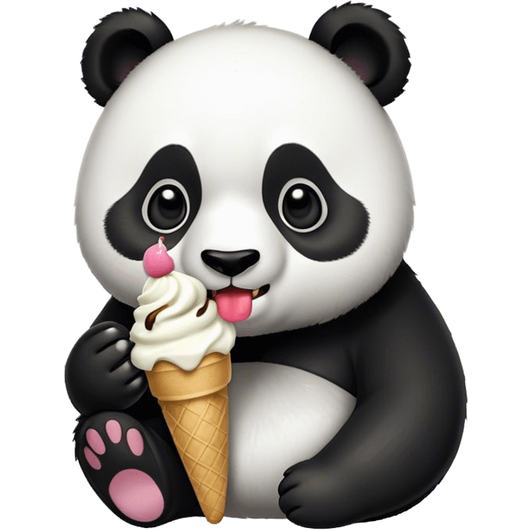 Panda eating ice cream emoji