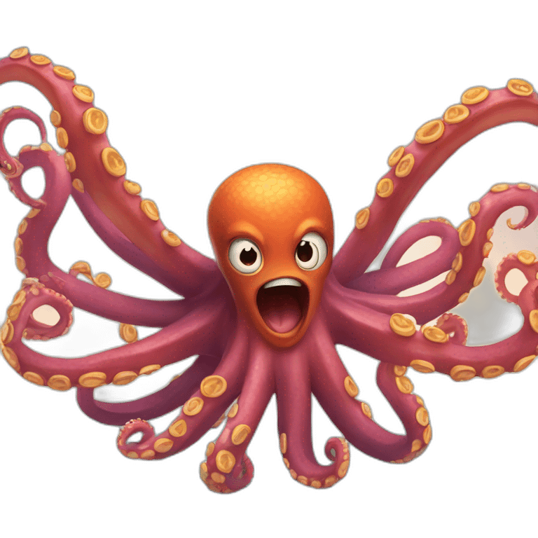 An Octopus winning a fight agaisnt a Phoenix emoji