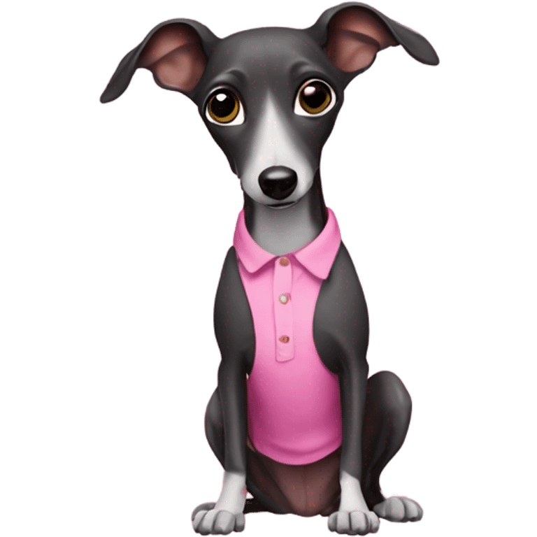 Black italian greyhound with pink Shirt emoji