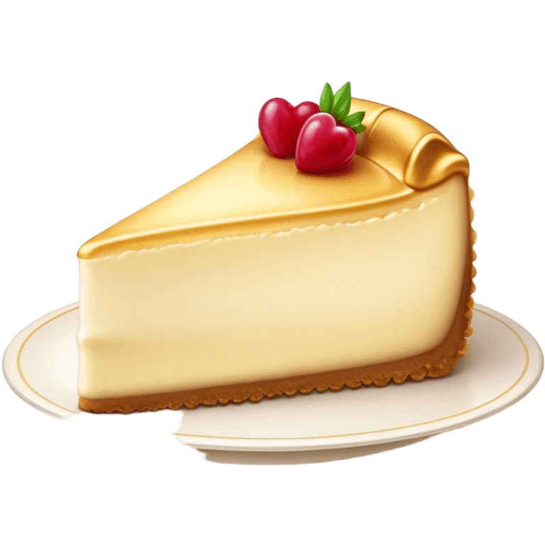 Cinematic Realistic Sernik Dessert Emoji, showcasing a rich, creamy cheesecake with a golden crust rendered with delicate textures and inviting, soft lighting. emoji