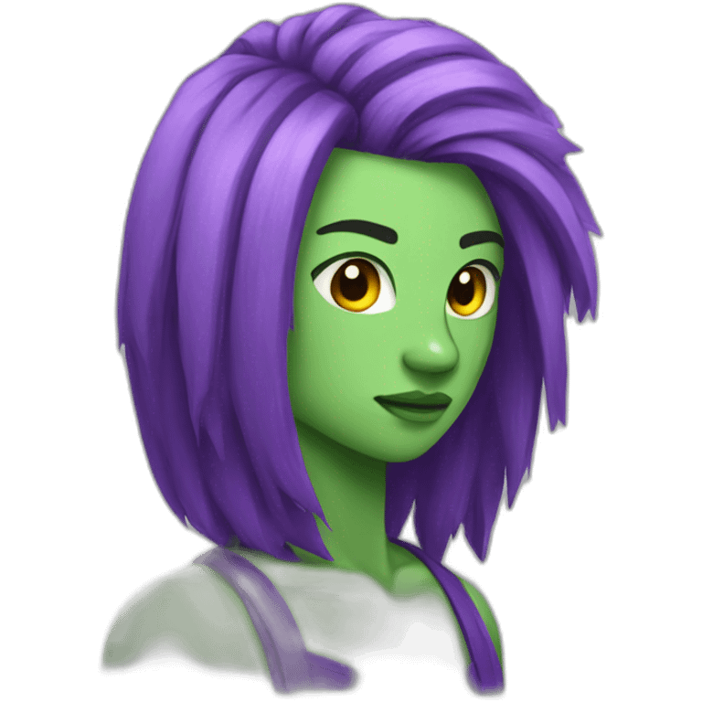 purple hair green skin fighter emoji