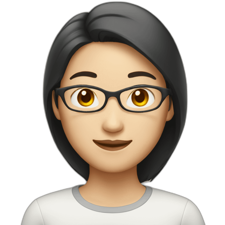 asian woman without glasses and smiling emoji