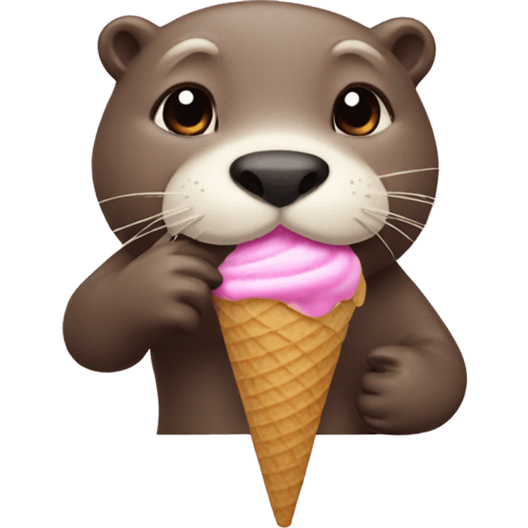 Otter eats ice cream emoji