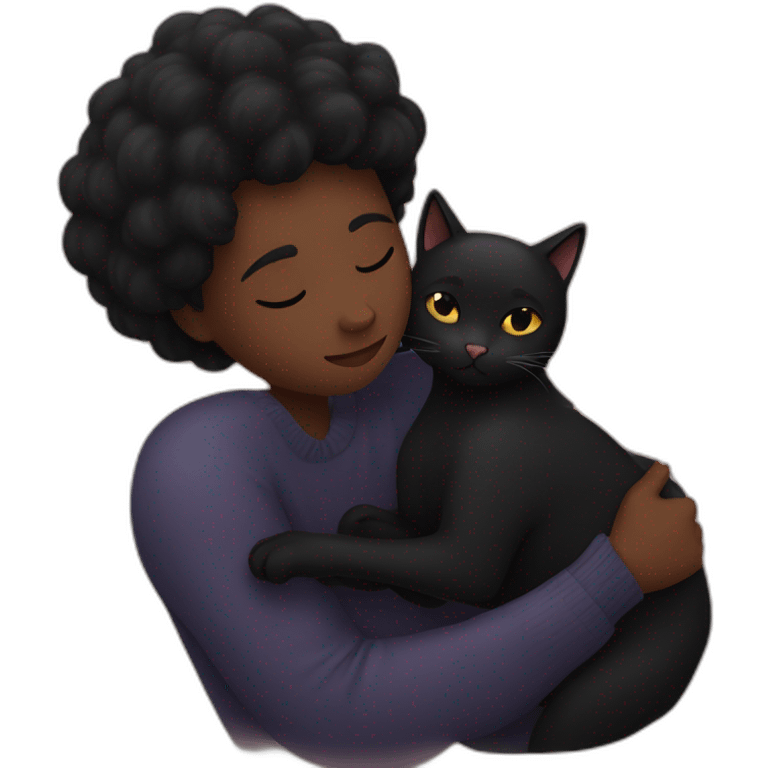 black cat and human cuddling emoji