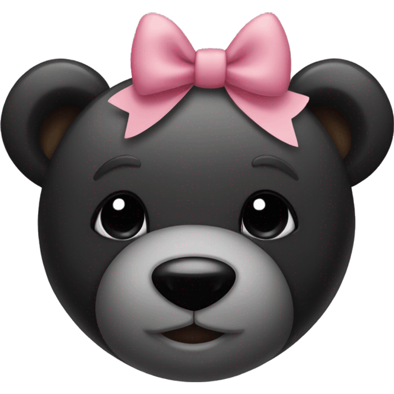 Cute black teddy bear with black bow on right of her ear emoji