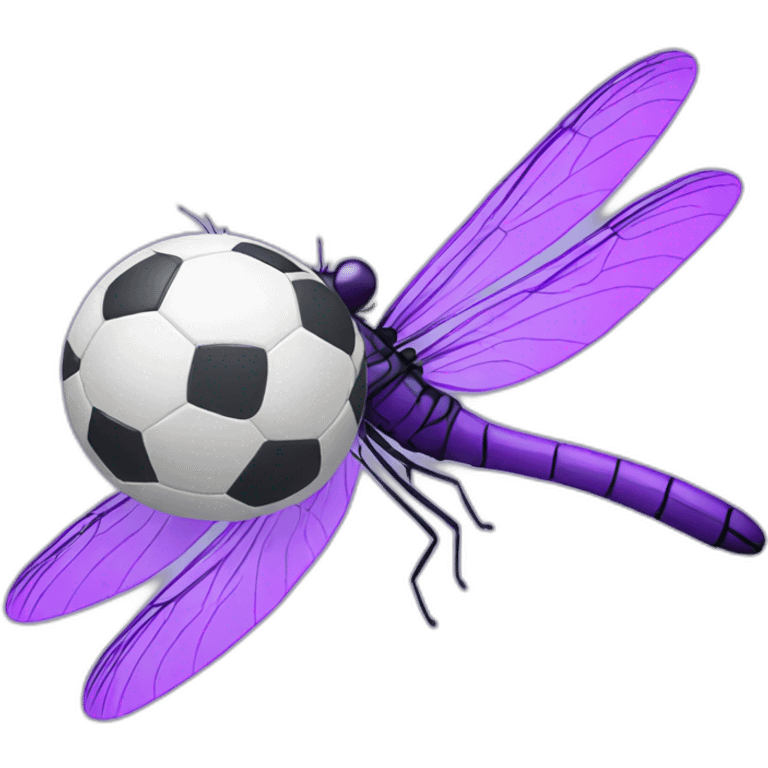 a purple dragonfly playing soccer emoji