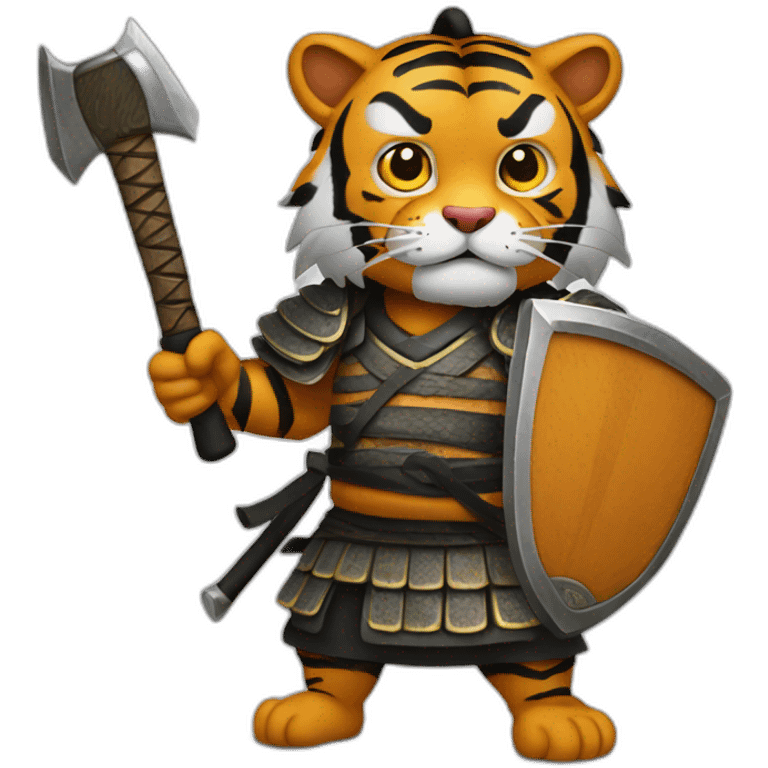 Tiger samurai holding axe emoji