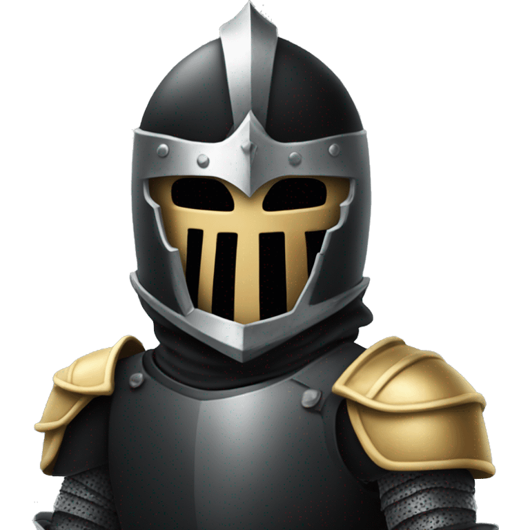 A stylish knight in a black helmet with a face and body emoji