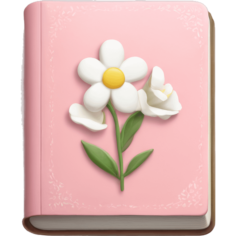 Soft pink bible with white flowers  emoji