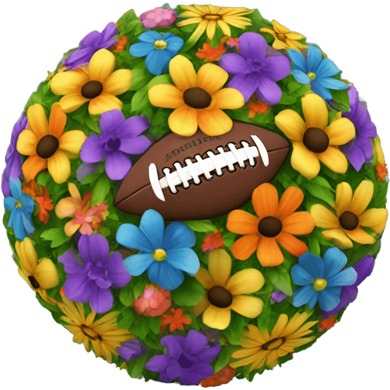 Football made of colorful flowers emoji