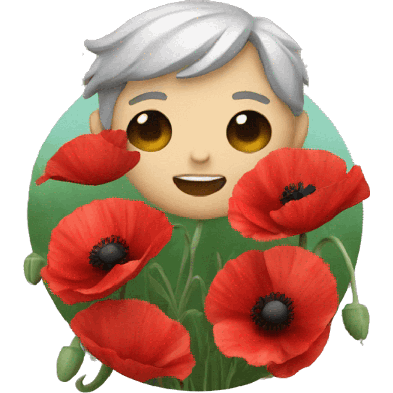 Feel better with red poppies emoji