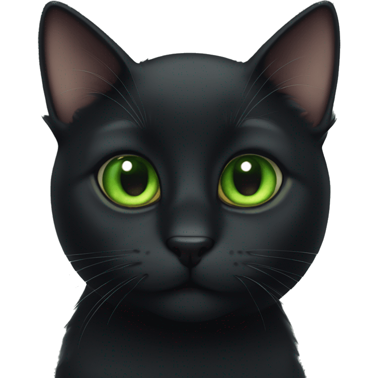 Black cat green eyes cute  emoji