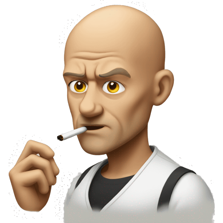 Bald man smoking and mad emoji