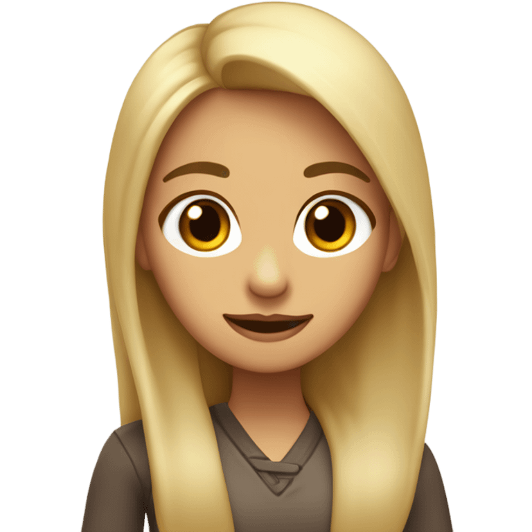 Chica con  pelo largo rubio y marrón  y ojos de color marrón  emoji