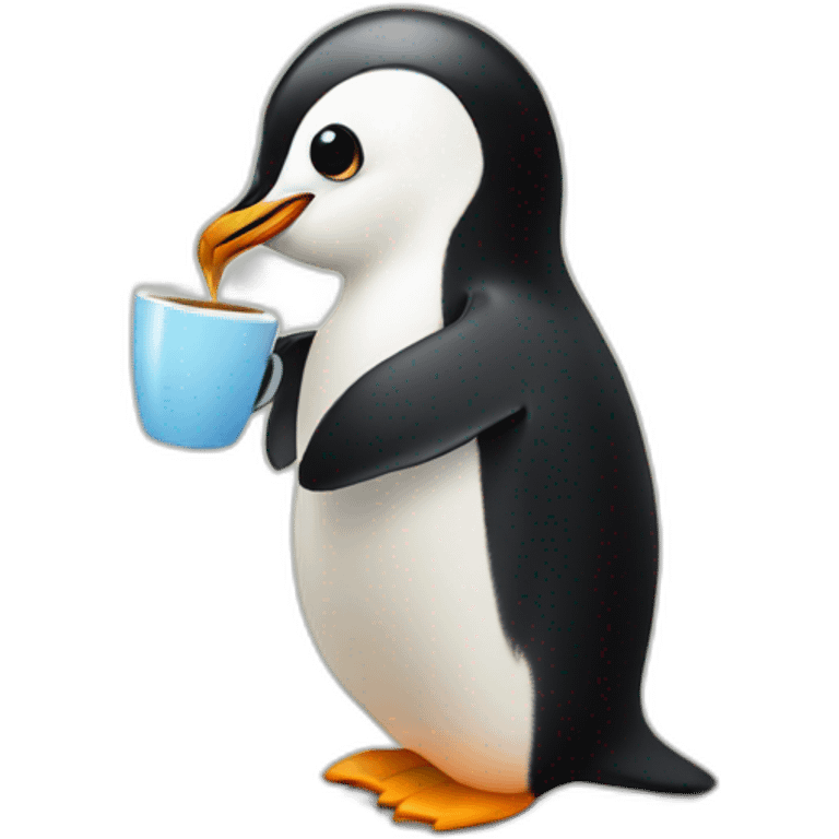 Penguin drinking coffee emoji