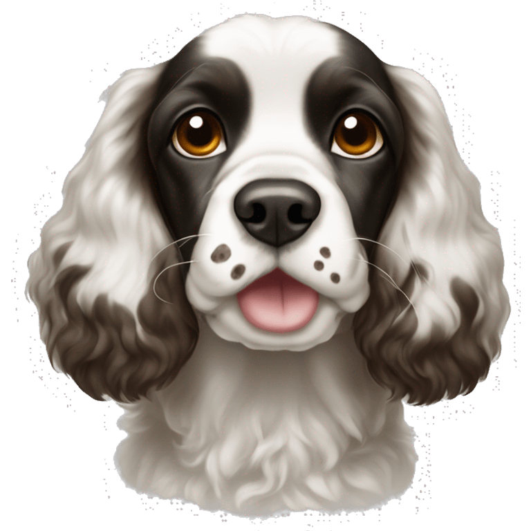 black and white cocker spaniel with nose spots emoji