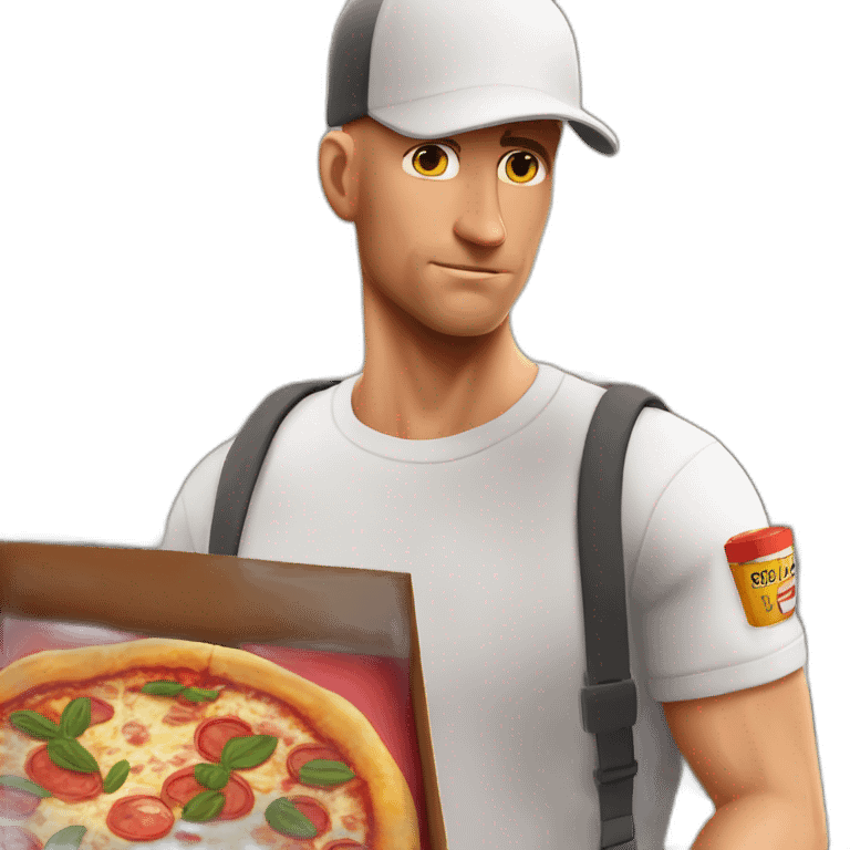 Johnny sins as a pizza delivery man trying to get a sad Leona Lovings to pay emoji