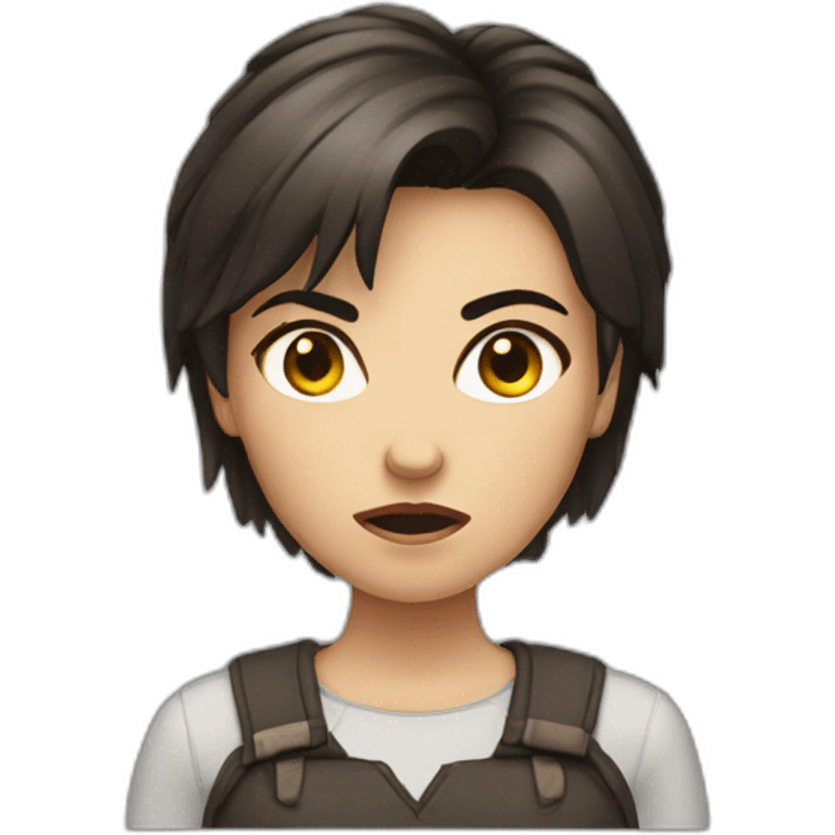 brunet girl with short hair angry emoji