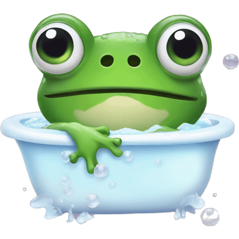 frog with eyelashes in bubble bath emoji