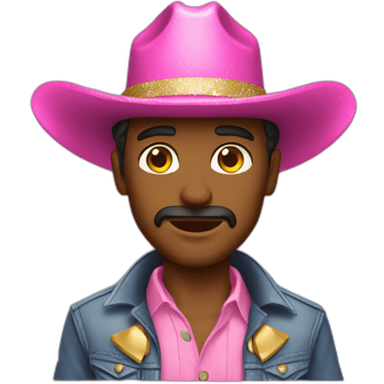 a cowboy wearing a pink hat and wearing a glittery belt emoji