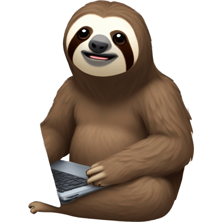 sloth with RedBull can and laptop emoji